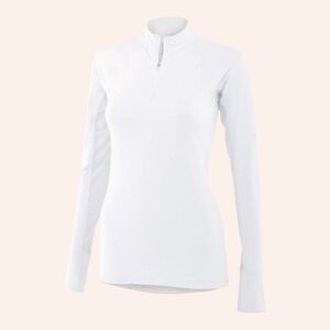 NOBLE Equestrian Shirt Women's Small White 1/4 Zip Breathable Long Sleeve Mesh